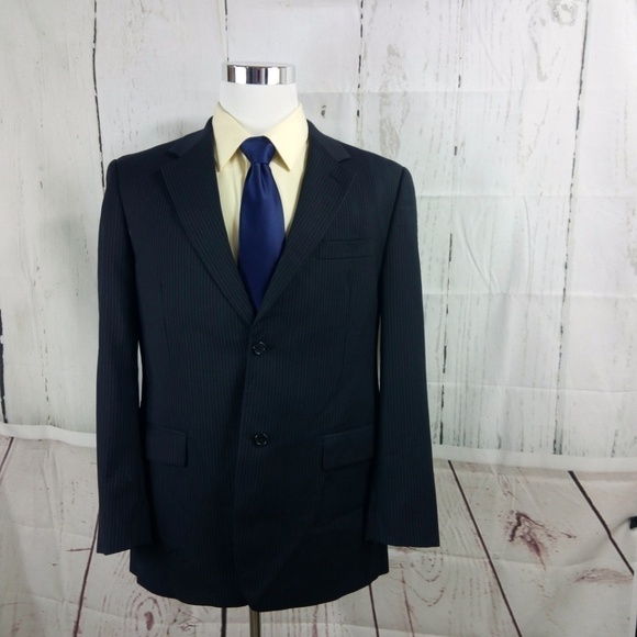 Joseph Abboud 40R Blue Pinstripe Suit Blazer Sport - Picture 2 of 8